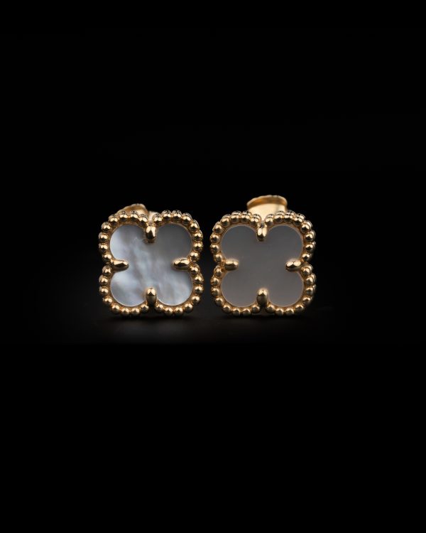 2 Motif Earrings 9kt (White)